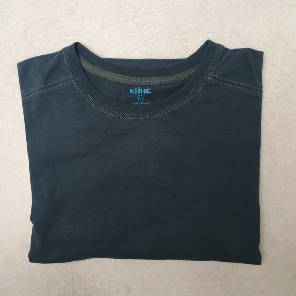 KÜHL Shirt Mens XL Blue Short Sleeve Crewneck Tagless Wildfibre Bravado 7200